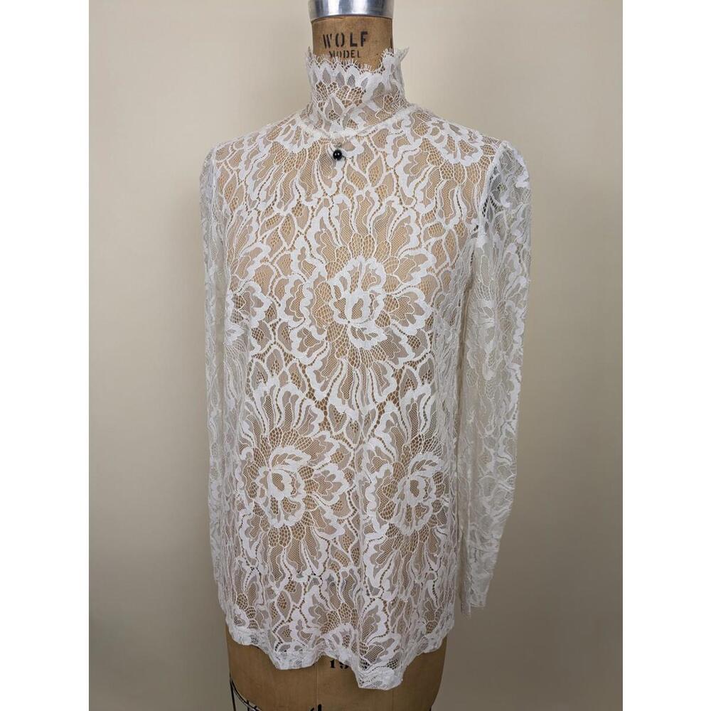 white floral lace sheer blouse